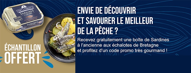 Commandez gratuitement votre échantillon de boîte de sardines offerte