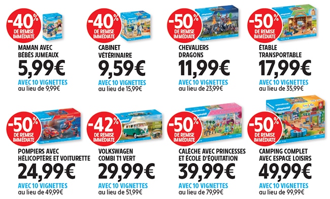 Réduction sur jouets Playmobil avec les vignettes Intermarché