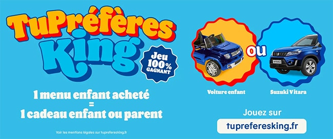 cadeaux du Jeu à code Tu préfères King de Burger King
