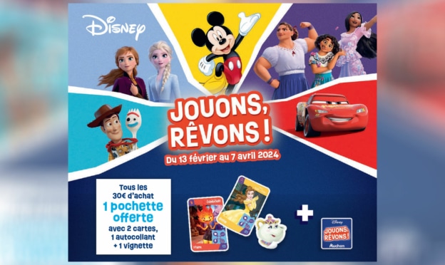 Auchan Disney : Vignettes + cartes + stickers offerts et produits collector