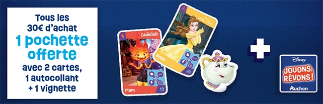La pochette Disney offerte avec vignette et autocollants chez Auchan