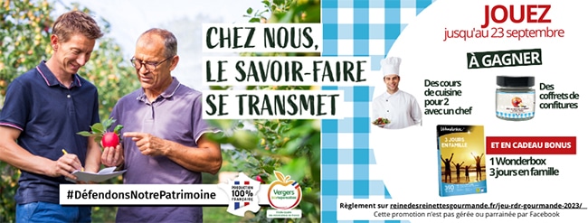 Gagnez un lot de confiture ou un cours de cuisine avec Reine des Reinettes