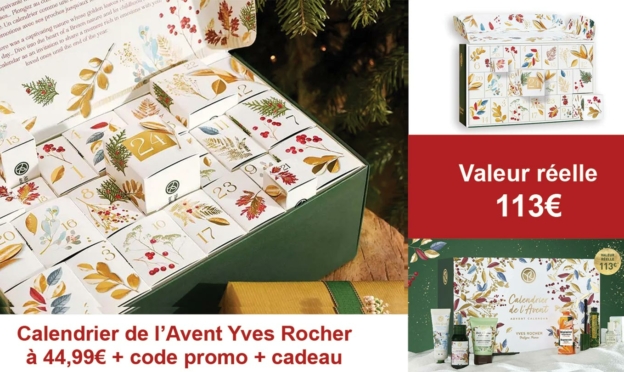 Calendrier de l’Avent Yves Rocher à 44,99€ avec 113€ de produits + code promo + cadeau