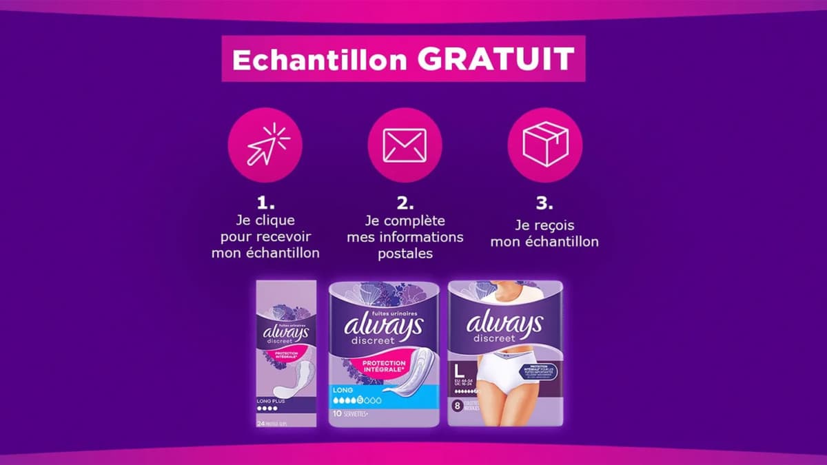 Echantillon Always Discreet pour fuites urinaires gratuits