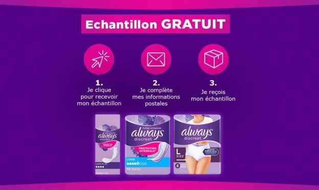 Echantillon Always Discreet pour fuites urinaires gratuits