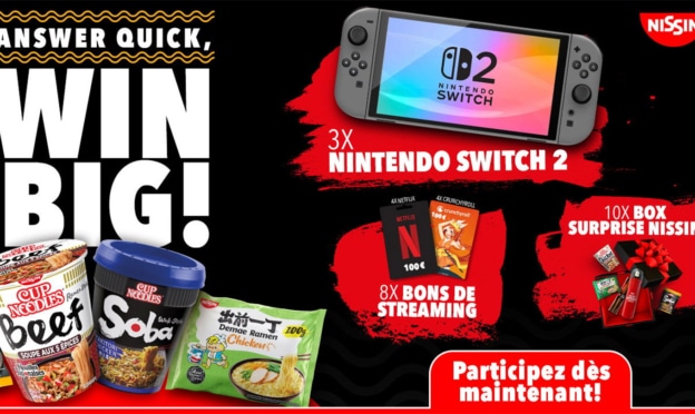Jeu Nissin Cup Noodles : 3 consoles Nintendo Switch 2… à gagner