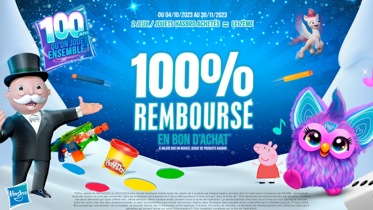 ODR 100 ans Hasbro : Le 2ème jeu / jouet 100% remboursé