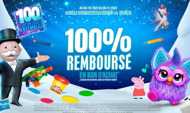 ODR 100 ans Hasbro : Le 2ème jeu / jouet 100% remboursé