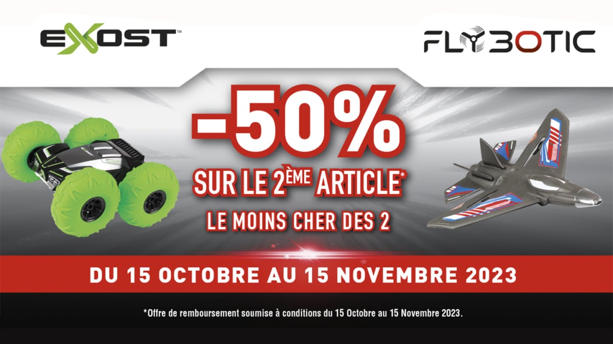 Promo Silverlit (ODR) : Le 2ème jouet Exost ou Flybotic 50% remboursés