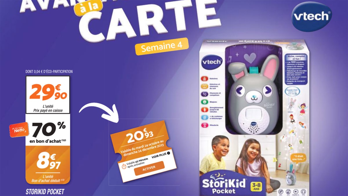 Netto : Boîte à histoires Storikid Pocket Vtech à 8,97€ (bon de 70% déduit)