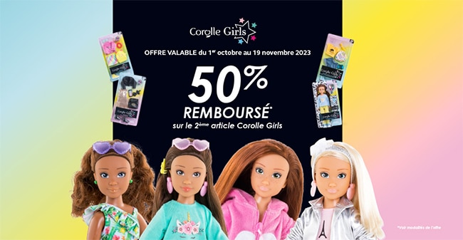 Bénéficiez de 50% remboursé sur le 2ème jouet Corolle Girls acheté