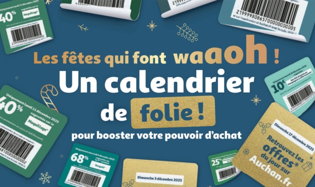 Calendrier de l’Avent promo Auchan (ex: 40% d’économies sur les jouets)