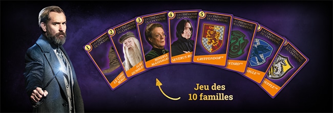 Les cartes à collectionner pour un jeu de 10 familles Harry Potter
