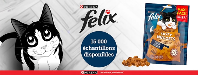 un sachet de 20g de snacks Felix Tasty Nuggets avec Conso Animo offert