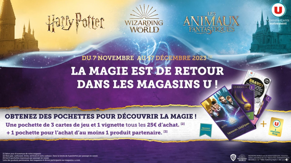 Magasins U : Vignettes et Cartes Harry Potter offertes + Mugs + Pièces