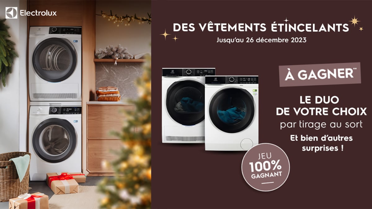 Jeu 100% gagnant Electrolux : Lave-linge, sèche-linge et autres lots