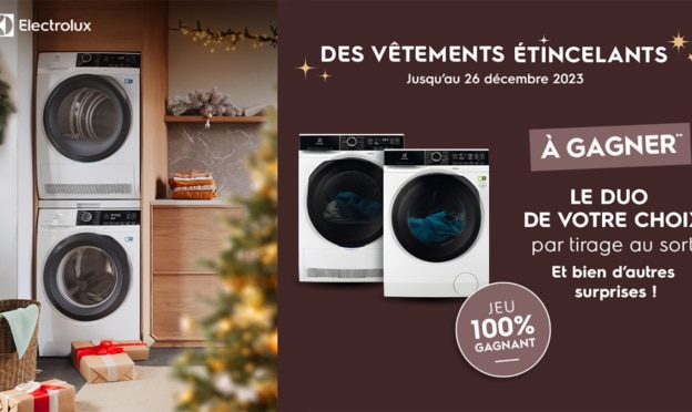 Jeu 100% gagnant Electrolux : Lave-linge, sèche-linge et autres lots