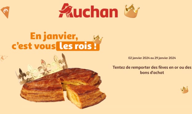 Jeux Auchan Epiphanie 2023 : Séjour à Londres, fève en or et bons