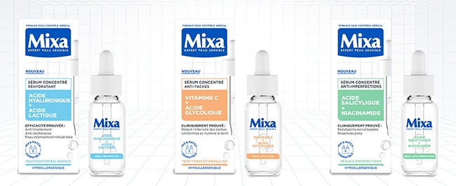Tester gratuitement le sérum Réhydratation, Anti-taches ou Anti-imperfections de Mixa avec TRND