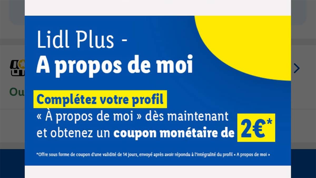 Bon plan Lidl Plus : Profil complété = Bon de 2€ gratuit