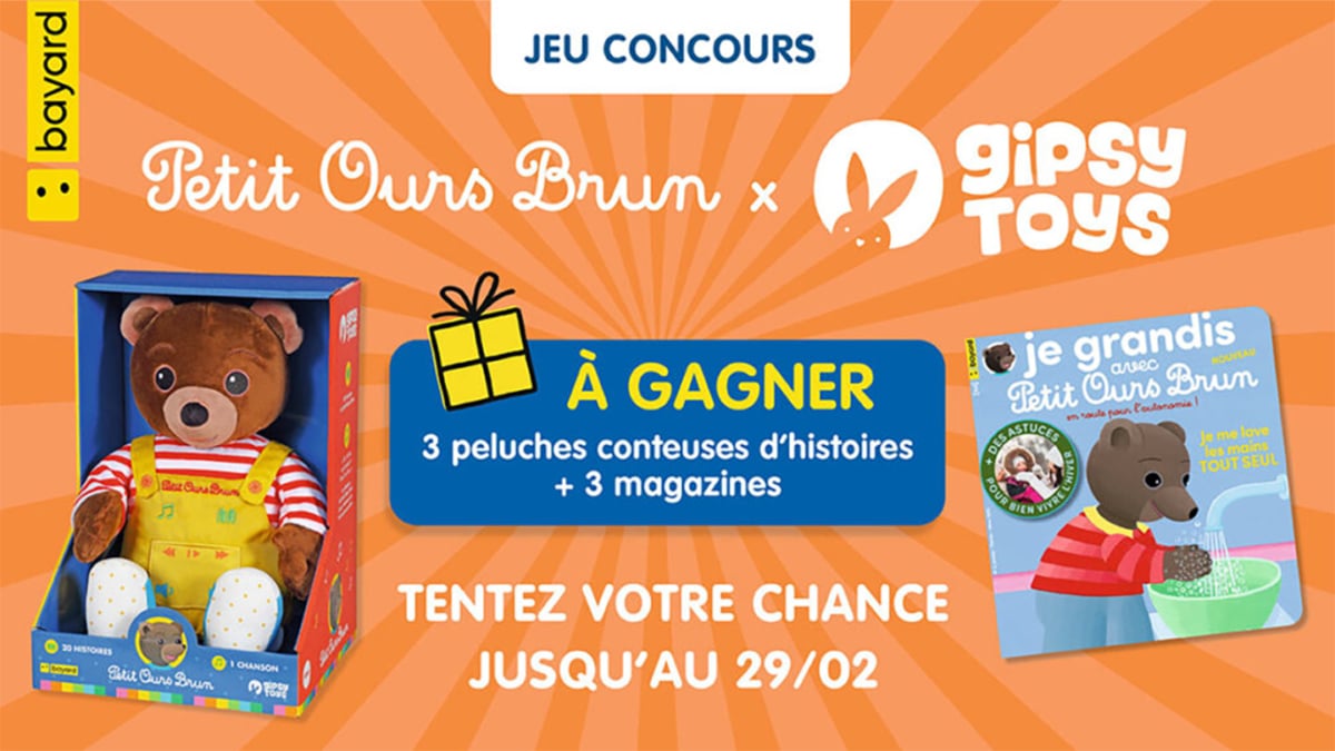 Jeu Bayard : Peluches Gipsy et magazines Petit Ours Brun à gagner