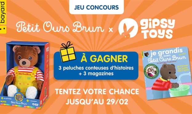 Jeu Bayard : Peluches Gipsy et magazines Petit Ours Brun à gagner