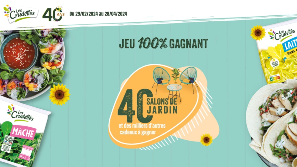 Jeu Les Crudettes 100% gagnant (avec achat) : 40 salons de jardin…