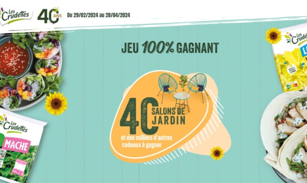 Jeu Les Crudettes 100% gagnant (avec achat) : 40 salons de jardin…