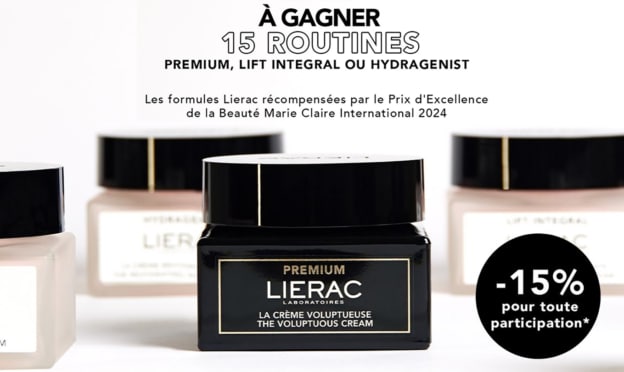 Jeu des laboratoires Lierac : 15 routines de 4 soins à gagner