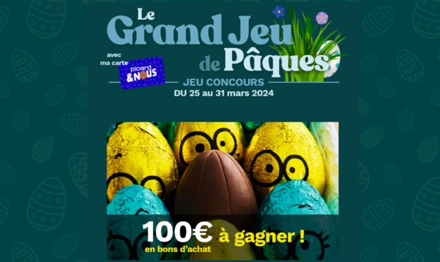 Jeu Picard Pâques 2024 : 10 bons d’achat de 100€ à gagner