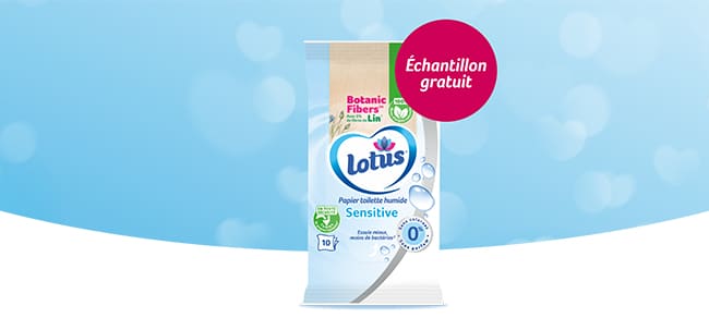 Recevez gratuitement votre échantillon de papier toilette humide Lotus Sensitive