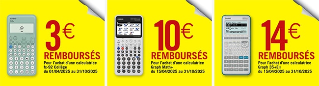 Jusqu’à 14€ remboursés pour l’achat d’une calculatrice Casio