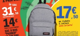 Leclerc : Sac à dos Padded Eastpak à 14€ (remise fidélité déduite)