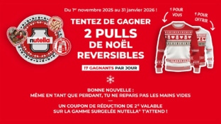 Jeu Nutella.com à code : + de 3’000 pulls de Noël Nutella à gagner