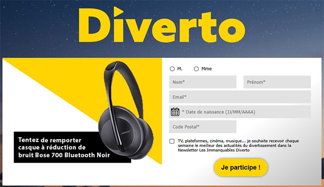 Tentez de remporter un casque à réduction de bruit Bose avec Diverto