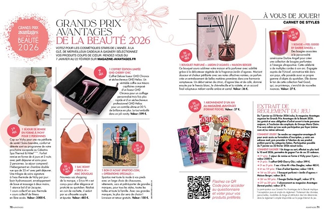 Grands Prix Avantages de la Beauté 2026 : les cadeaux à gagner