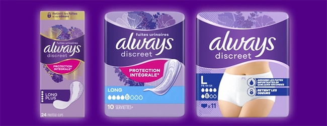 Recevez gratuitement jusqu’à 3 échantillons Always Discreet