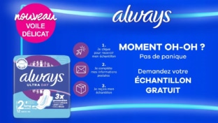 Échantillons gratuits de serviettes Always Ultra Day