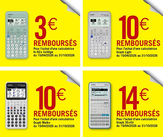Jusqu’à 14€ remboursés pour l’achat d’une calculatrice Casio