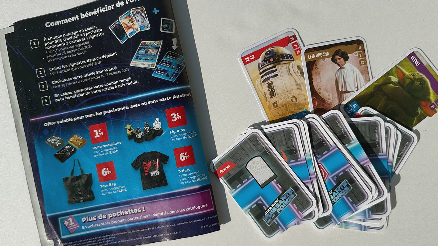 Auchan Star Wars : Vignettes et Cartes offertes + Objets collector