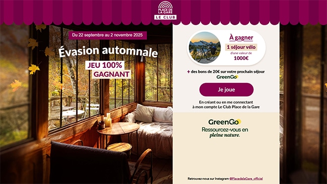 Les cadeaux à gagner au jeu Le Club Place de la Gare