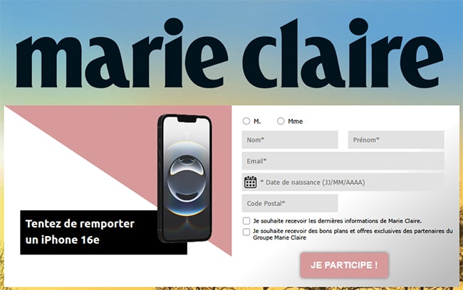 Tentez de remporter un iPhone 16e avec Marie Claire