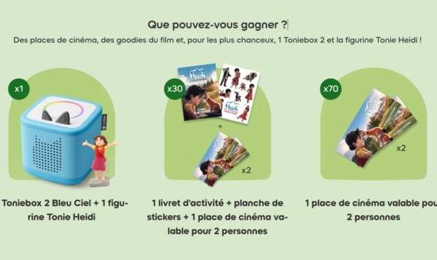 Jeu Tonies : Toniebox et 100 lots de cadeaux Heidi à gagner