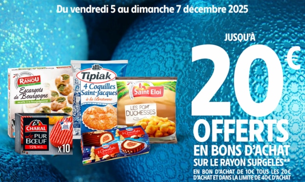 Intermarché : Jusqu’à 20€ offerts en bons d’achat sur le rayon surgelé