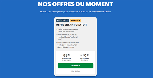 offre billet enfant gratuit parc asterix capture ecran