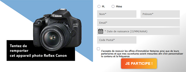 Tentez de remporter un reflex Canon avec Immobilier.notaires.fr