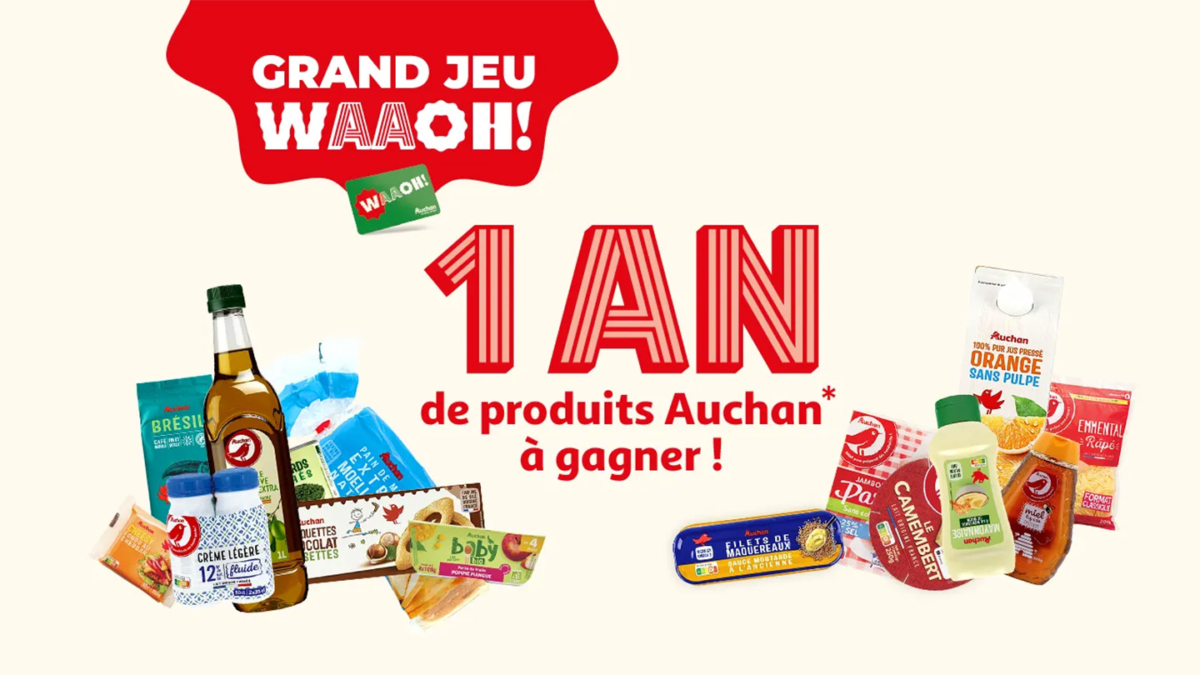 Jeu Anniversaire Waaoh Auchan : 1 an de produits Auchan à gagner
