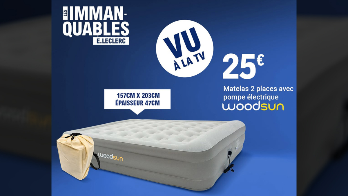 Leclerc : Matelas gonflable 2 places Woodsun à seulement 25€