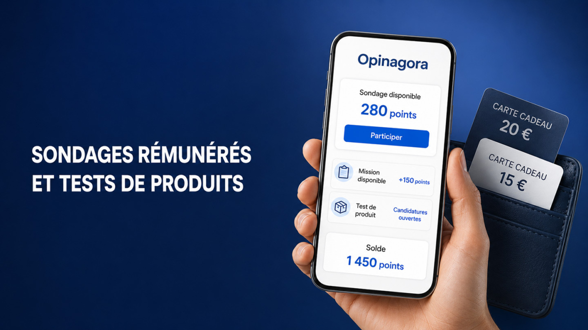 Opinagora : Sondages rémunérés, missions et tests de produits