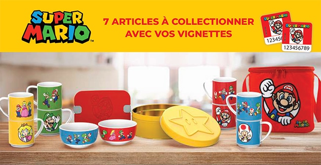 Les 7 articles Mario à collectionner avec les vignettes Aucna